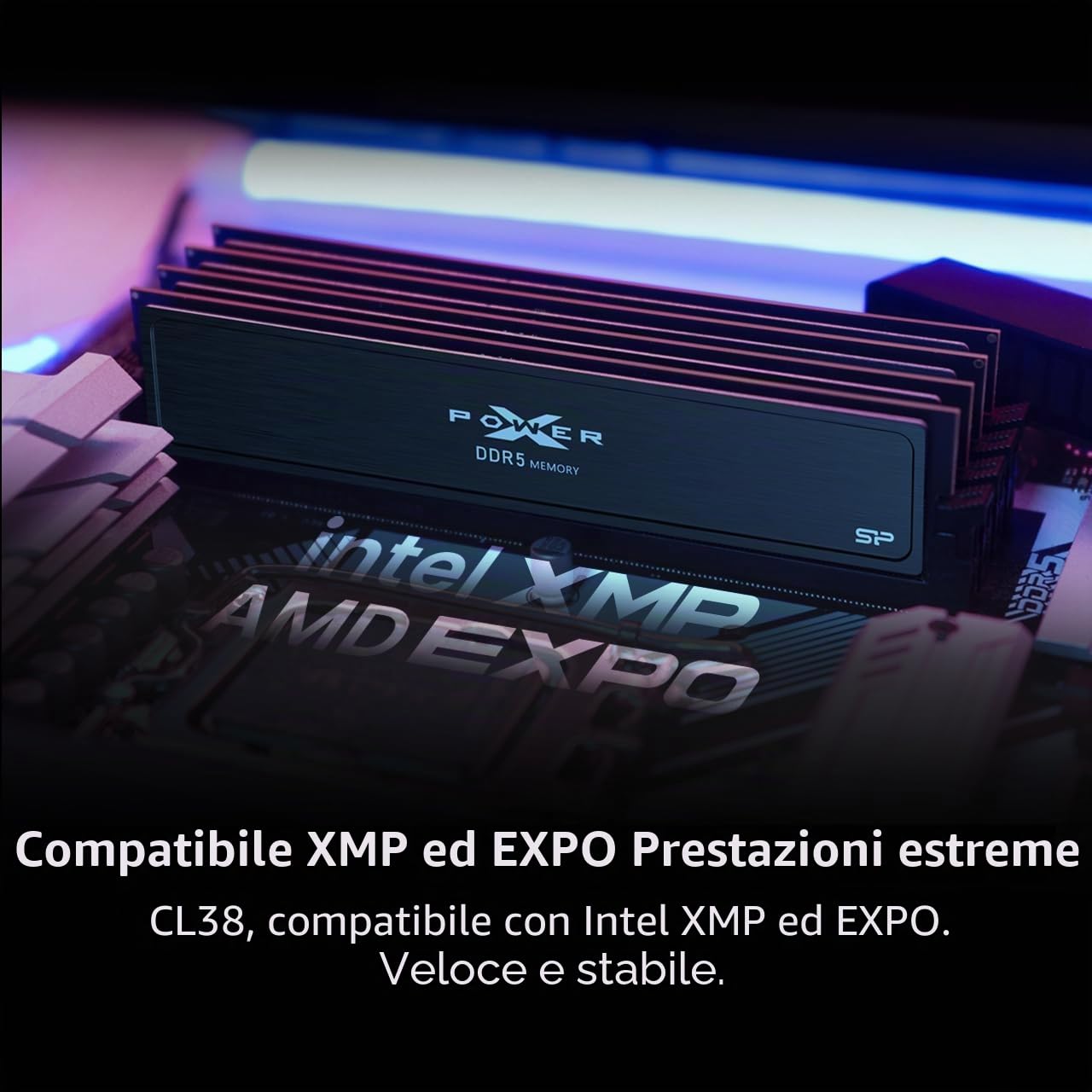 Silicon Power SP064GXLWU60BFDJ - Modulo di memoria RAM DDR5 da 64 GB (2 x 32 GB) Value Gaming 6000MT/s (PC5-48000) 288 pin CL38 1,35 V UDIMM Desktop