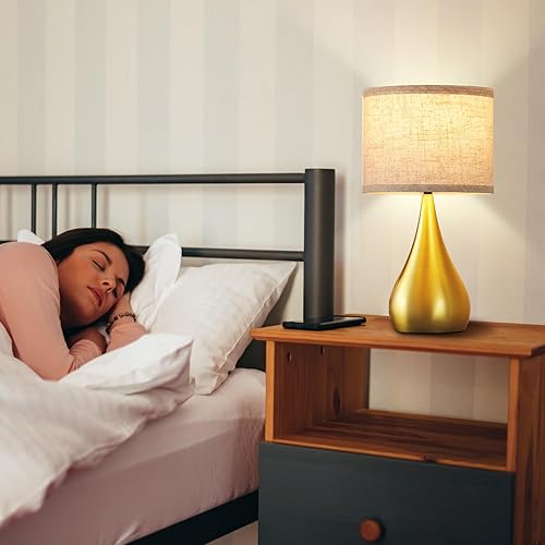 Miniatura 3 de Juego de 2 lámparas táctiles modernas de 18.1 pulgadas para mesita de noche, con regulables de 3 vías, lámparas de mesa para sala de estar, oficina,