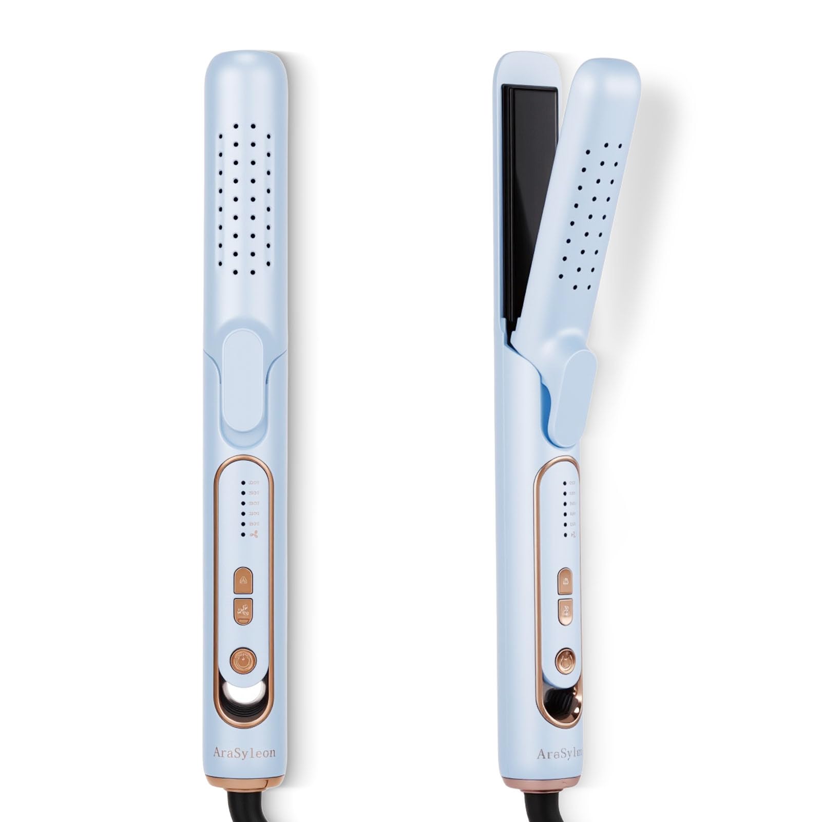 2-in-1 Hair Straightener and Curler Cold Airflow Function Curling Iron Blue