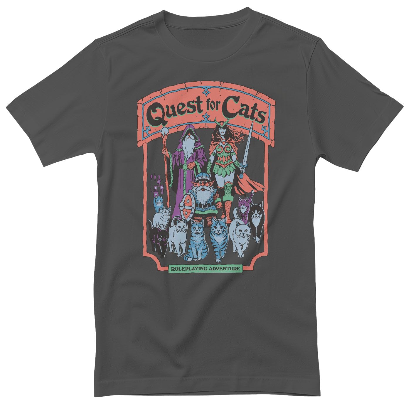 Steven Rhodes Men's Dark Grey Officially Licensed Quest For Cats T-Shirt (Dark Grey), XX-Large