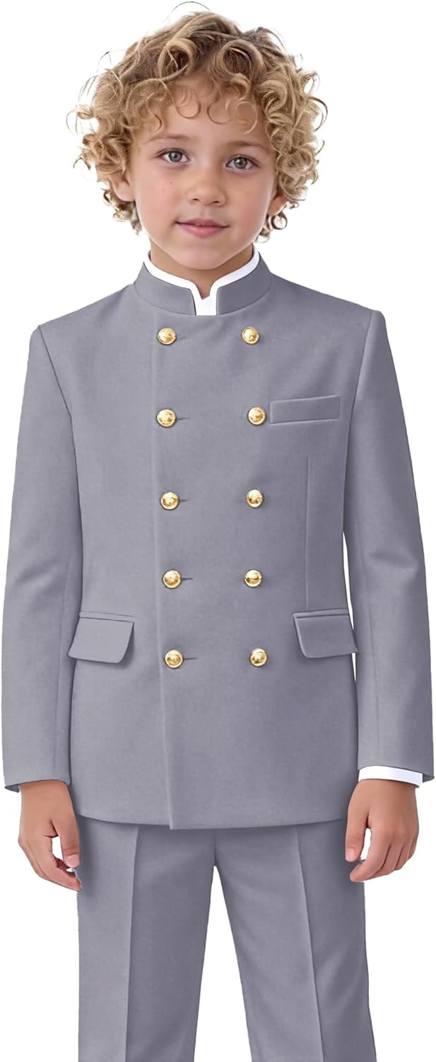 Netsky Boys Suits 2 Piece Boy Formal Suit Double Breasted Mandarin Collar Suit for Kids Boy Traditional Wedding Outfit