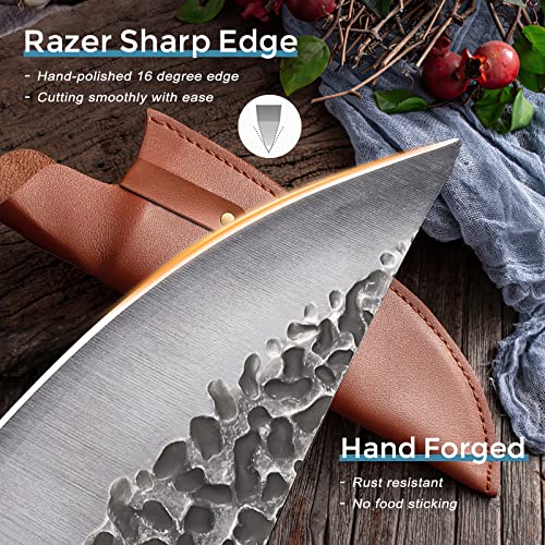 Zeng Butcher Knife, Viking Knife Boning Knife Hand Forged Hussk Japanese Knife With Sheath Kitchen Chef Knife Caveman Knife Ultimo Knives Fillet Knife Meat Cutting Knives For Bbq Deboning Vegetables #TOP3