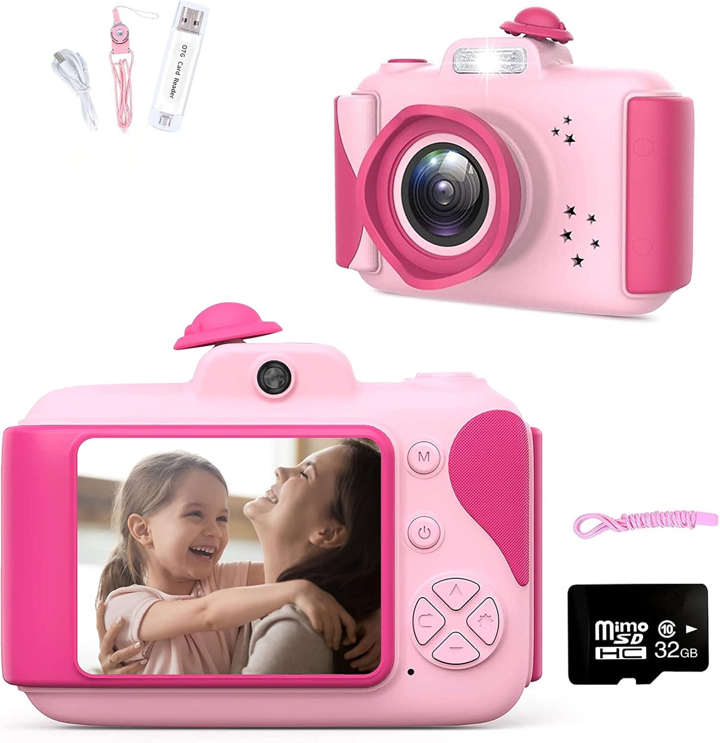 Kids Camera for Kids with 32GB SD Card& Card Reader,1080P HD 2.4 Inches Screen 20MP Auto Focus Toddler Camera Kid Toys Gift for Birthday(Pink) : Toys & Games