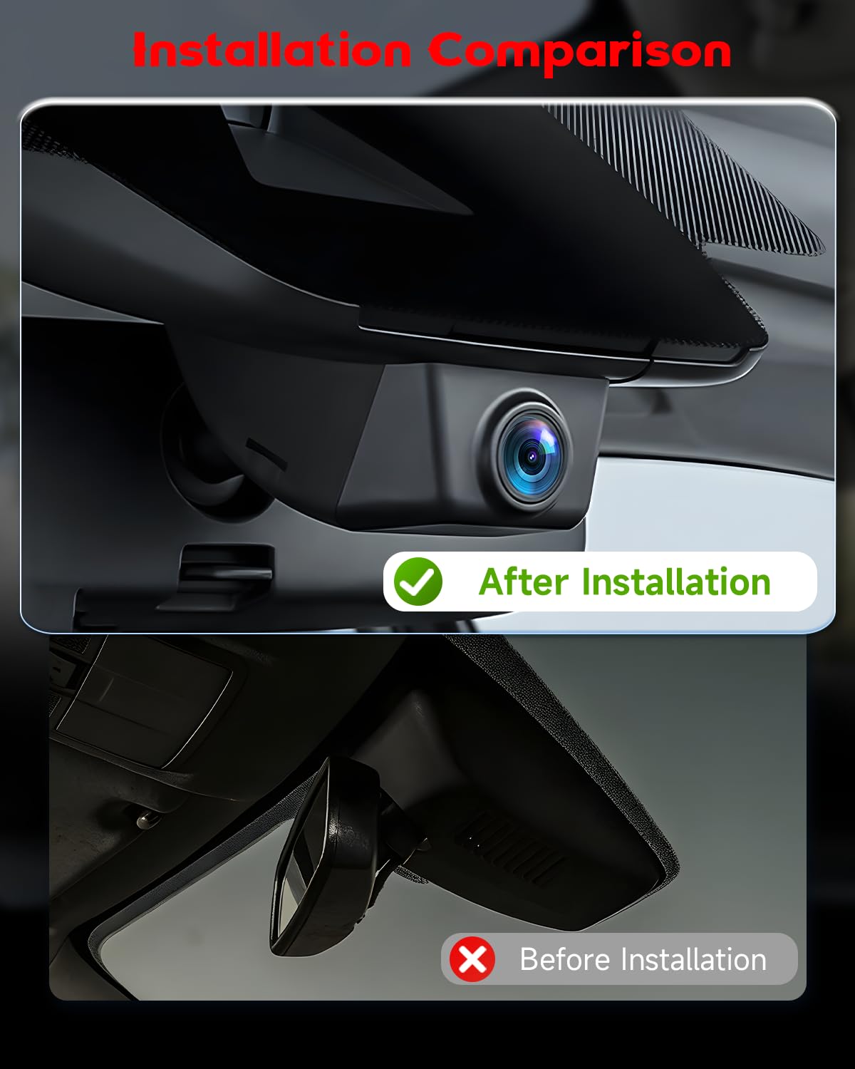 Roinvou Dashcam 4K para Mazda CX5 2019-2025 & CX-9 2020-2024, Cámara de Coche Visión Nocturna, WiFi, G-Sensor, Supercondensador, Instalación Plug & Play en Sensor de Lluvia, Incluye Tarjeta SD 64GB
