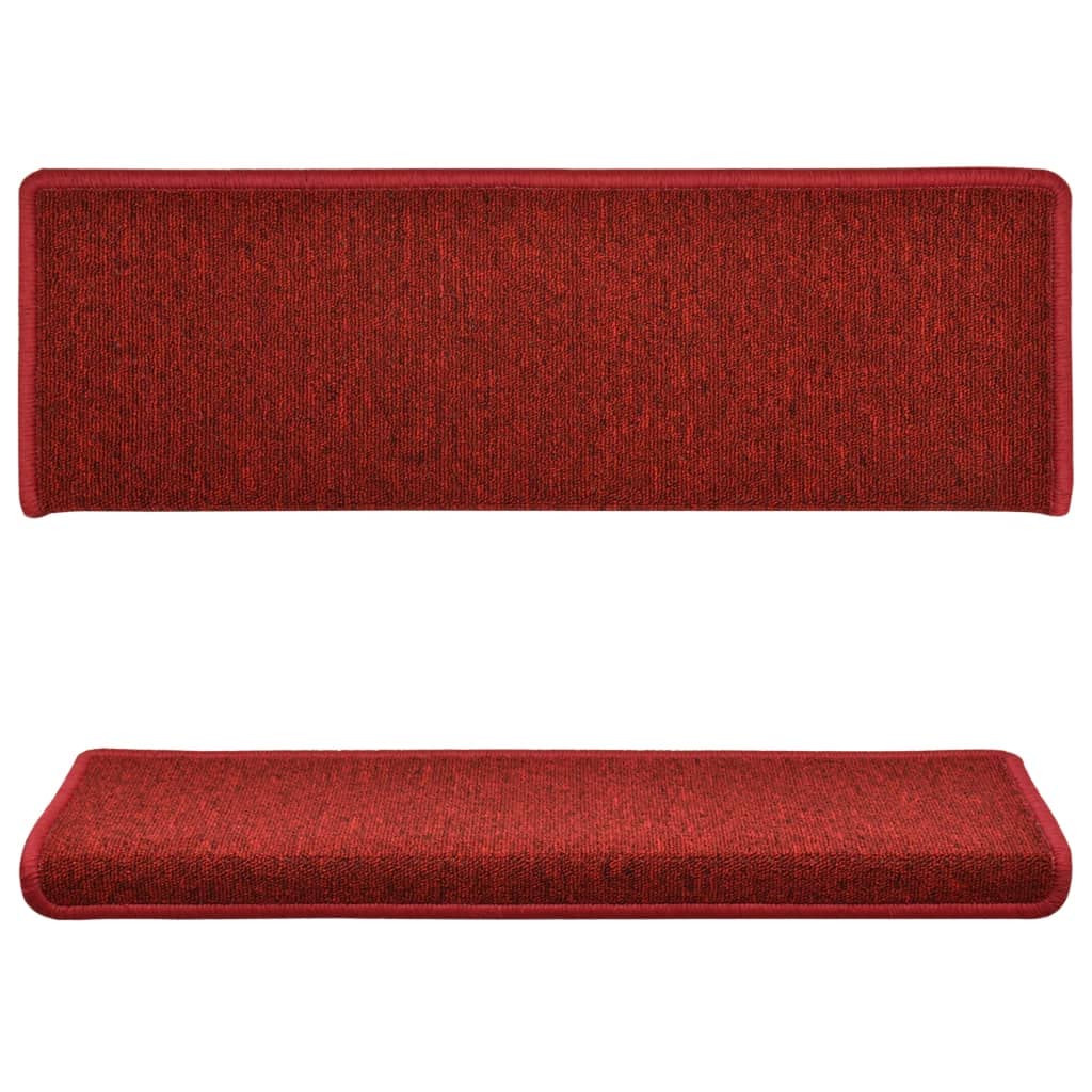 Rot Stufenmatten Set 15 Stück 65 x 21 x 4 cm aus 100% Polypropylen, waschbar und rutschhemmend, Modernes Design für Treppe Küche und Wohnbereich
