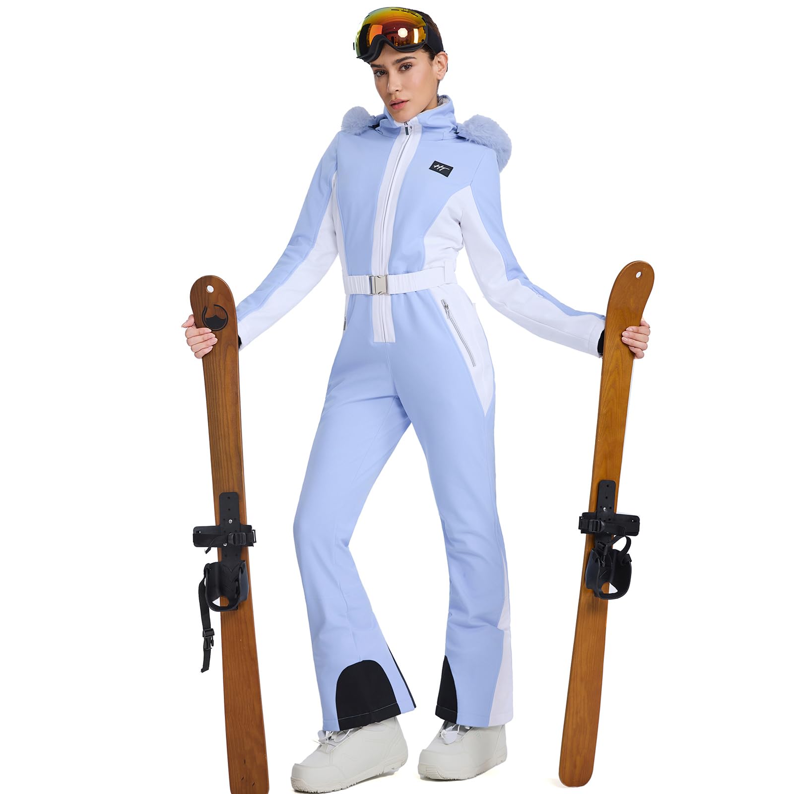 ALSOGO Traje de esquí de una pieza para mujer, mono aislado delgado, impermeable, a prueba de viento, snowboard de invierno para deportes al aire libre