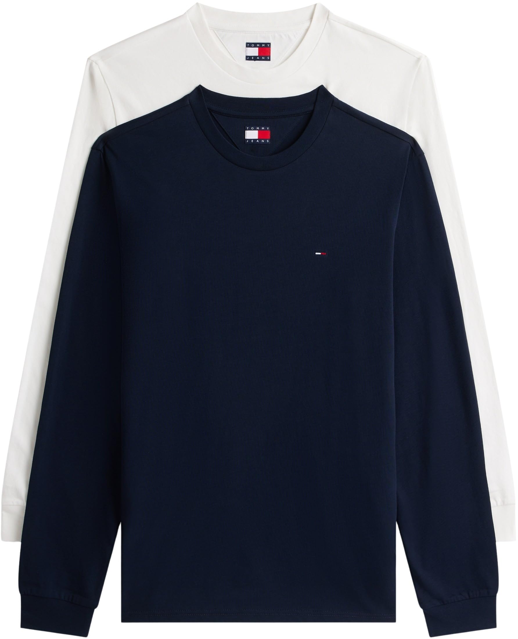 Tommy Jeans Men's TJM Slim 2PACK L/S EXT DM0DM22148 L/S T-Shirt, Multi (Ecru/Dark Night Navy), S