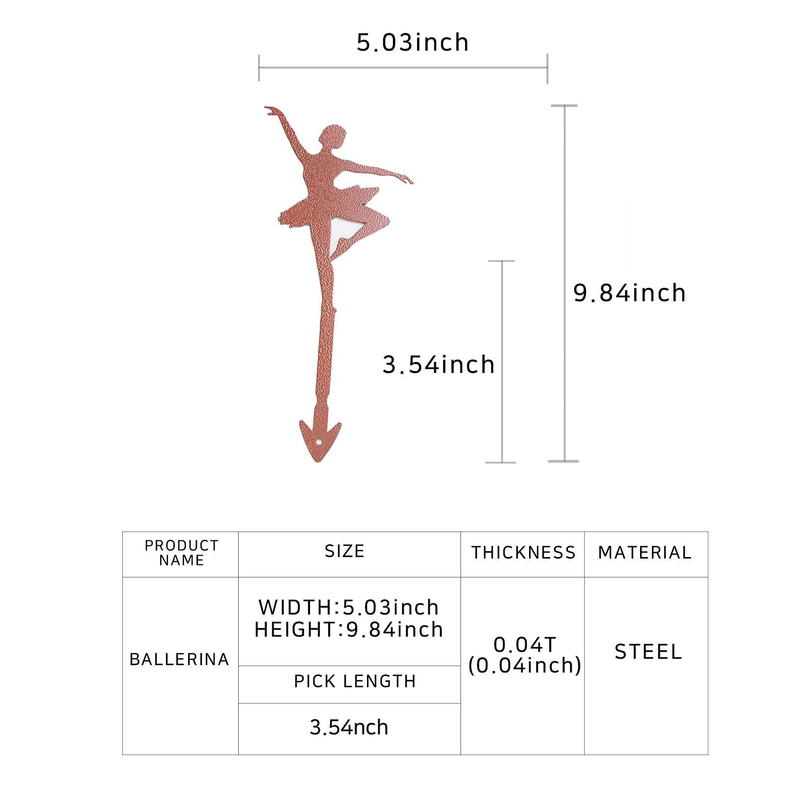 STEELDECO Garden Decoration - Powder Paint Coating - Steel - Brown - Gardenpot Pick-Ballerina