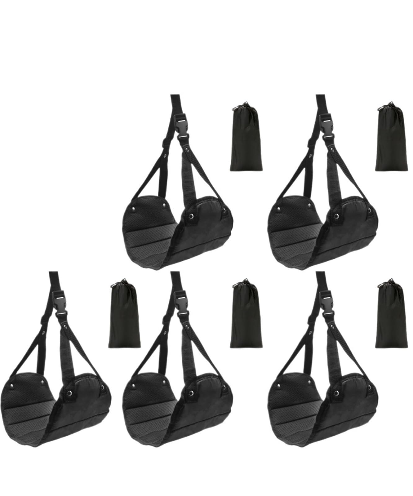Reposapiés Artículos básicos de Viaje portátiles Reposapiés Reposapiés de avión Reposapiés de Altura Ajustable Accesorios de Viaje Hamacas(Black-5PCS)