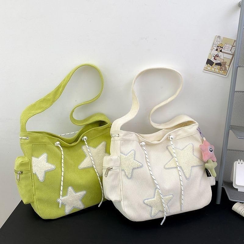 Cute Star Bag Star Purse Y2k bag Messenger Bag Crossbody Corduroy Tote Bag for Women - Image 6