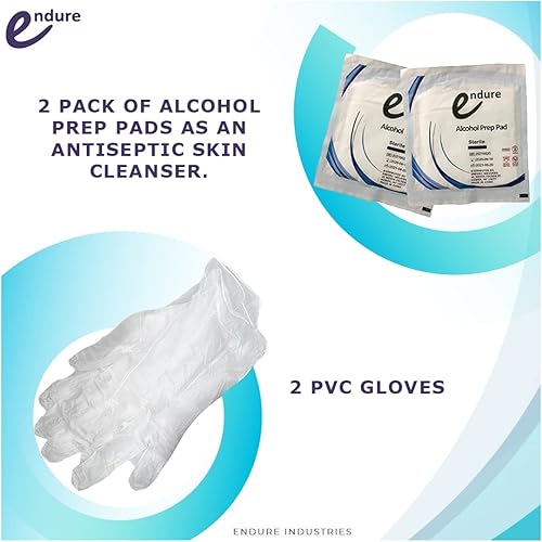 Miniatura 5 de Endure Máscara y kit de RCP para adultos, kit de primeros auxilios en una funda suave roja con máscara, dos guantes de PVC y dos almohadillas de