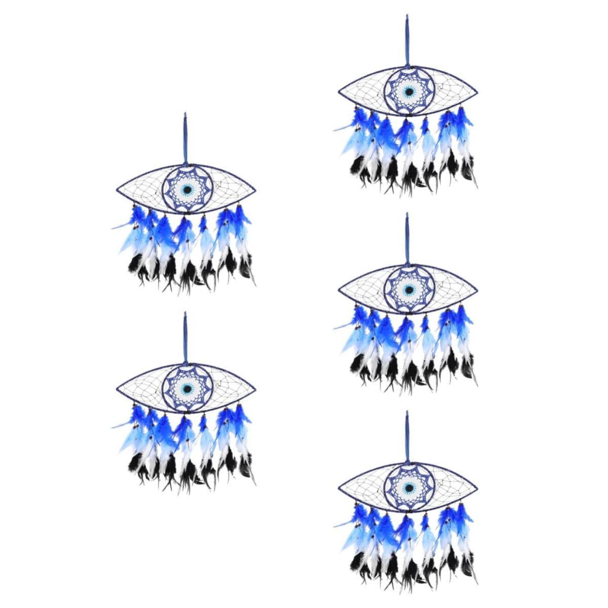 Abaodam 5 Piezas Atrapasueños de Mal de Ojo Plumas para Decoración de Pared en Habitación, Elegante Diseño Captura Sueños Hermosos y Elimina Pesadillas