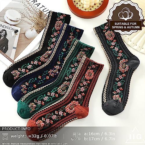 Image of IIG Women's Fashion Cute Cotton Socks Novelty Funny Above Ankle Crew Socks Holiday Gifts for Women 4 /5 Pairs