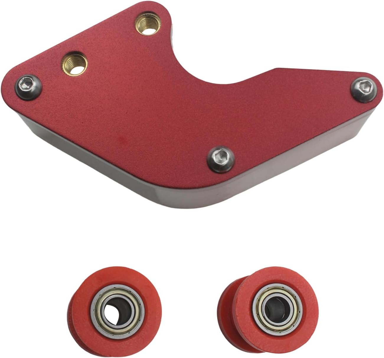 Motorcycle Aluminum Plastic Chain Guard Guide Protector+8M 10M Chain Rollers Wheels for TTR SSR XR CRF KLX 50 70 110 125 140 150 160cc Pit Dirt Bike ATV Motorbike Motocross (Red)