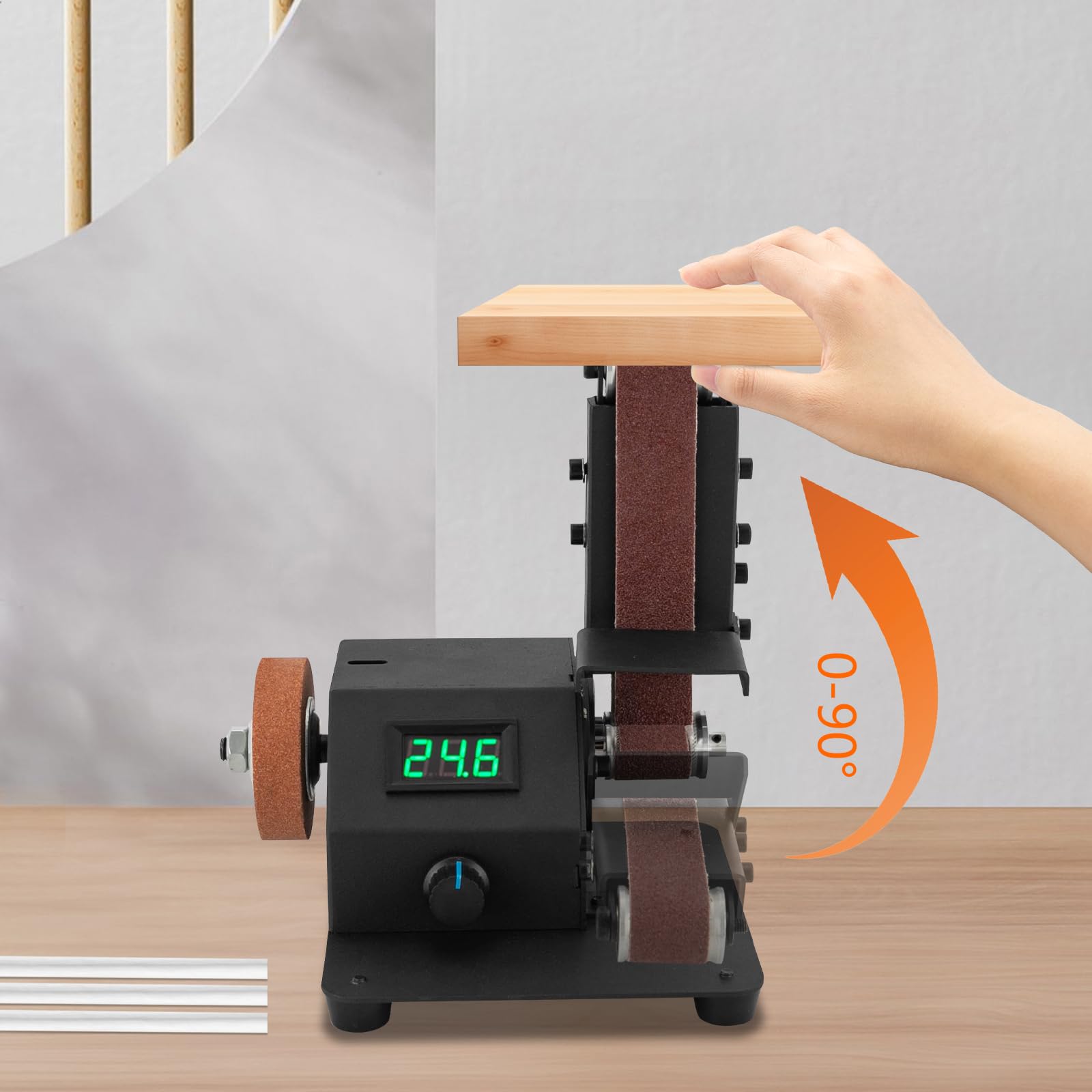 Mini levigatrice a nastro, 350 W, levigatrice a nastro elettrica, levigatrice da tavolo, levigatrice elettrica, velocità regolabile