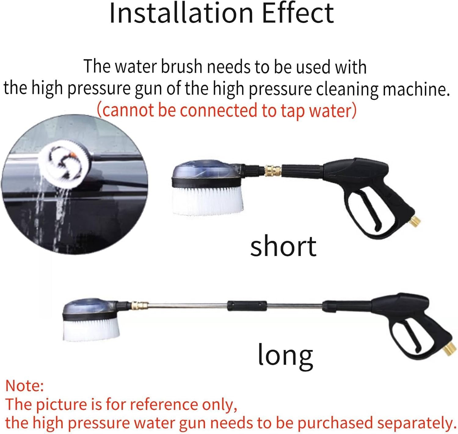 Rotary Wash Brush 360 Degrees Fan Shaped Power Washer Attachment with 1 4 Quick Connector for High Pressure — view 4