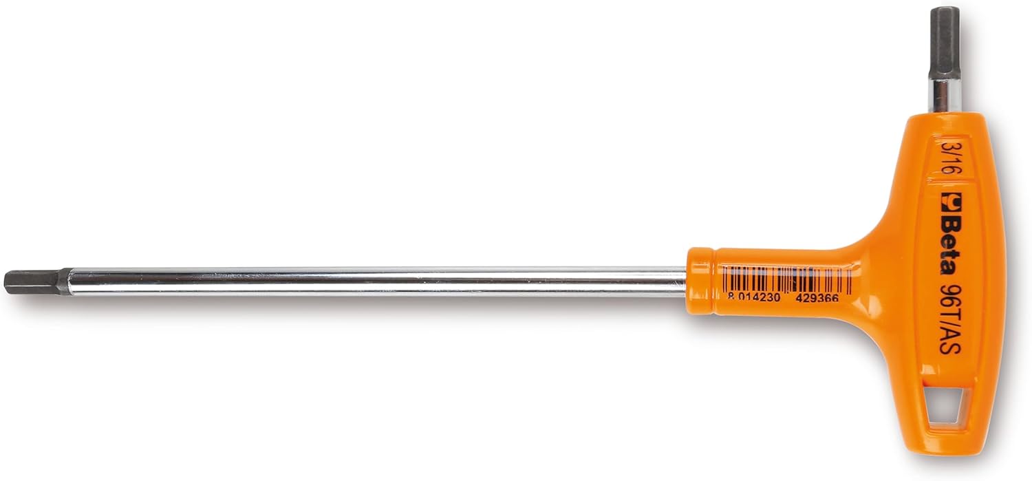 Beta 96T/AS10 3/32-3/8" SAE (Inch) T-Handle Hex Key Wrench | 10-Piece Set | High Torque Ergonomic Allen Wrench |Dual Hex Tips | Drop Prevention Hole | Industrial Strength | Made in Italy