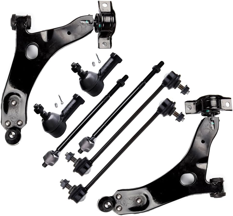 8pcs Suspension Kit Fit for Focus 2006-2011 Control Arm and Ball Joint Assembly x 2 Stabilizer Bar Link x 2 Tie Rod End x 4