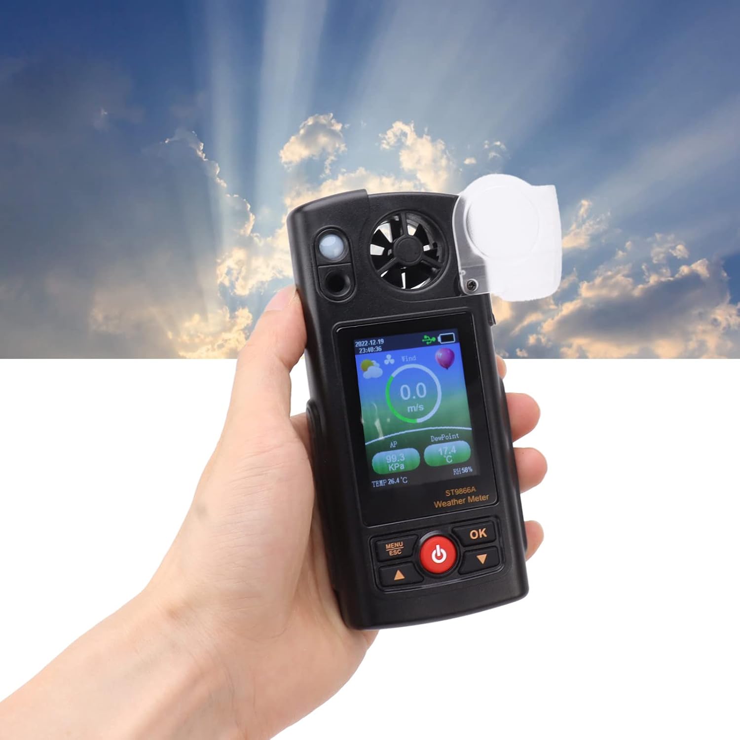 TOPINCN Digital Wind Speed Meter Wind Temperature Meter for Wind Accuracy Weather Meter Pocket Handheld Measuring Tool
