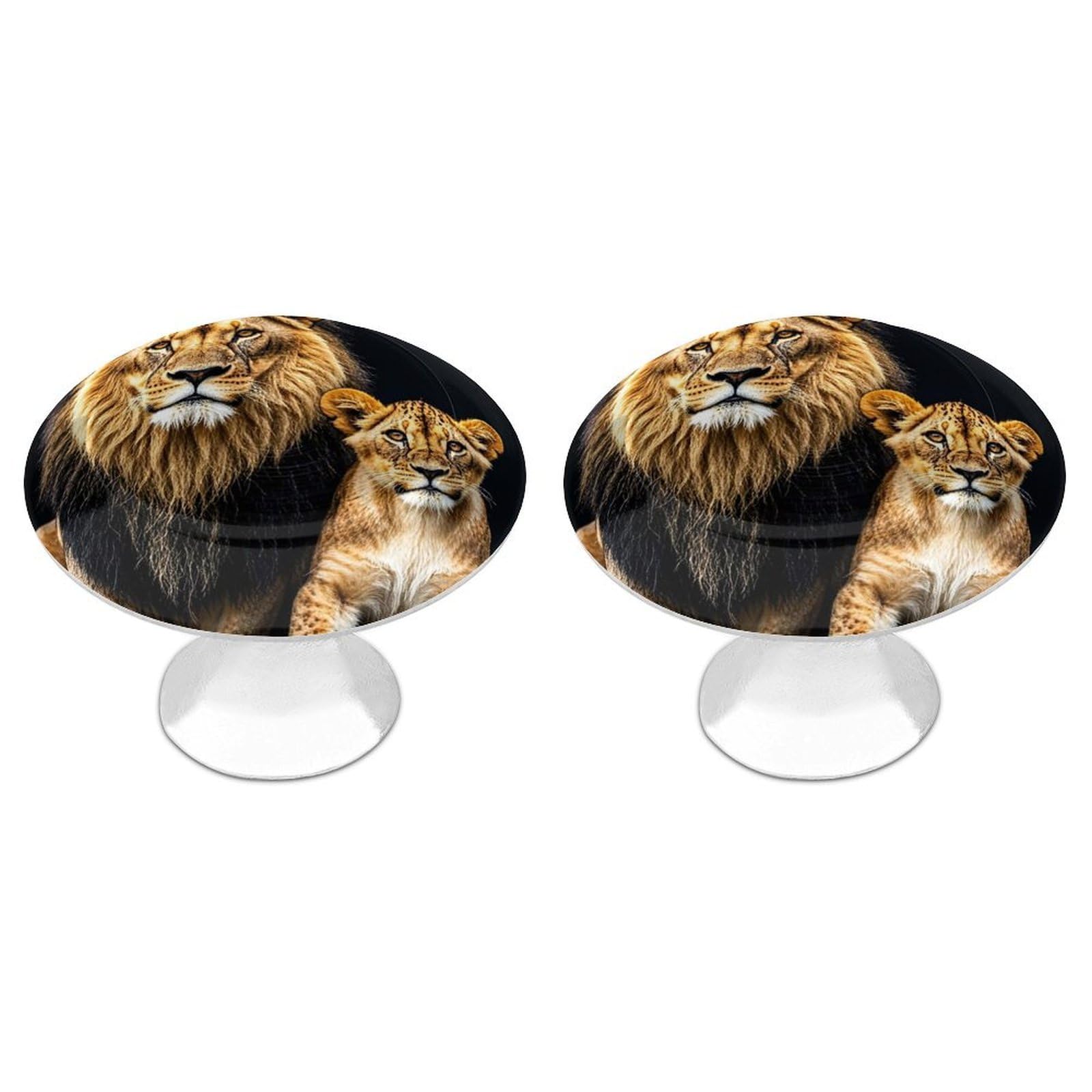 2 Pack Gentle Lions Cabinet Knobs Round 1.1" Stainless Steel Dresser Knobs Single Hole Knob with Screws Door Pulls Handles Kitchen Hardware for Bathroom Cupboard Closet Door Wardrobe