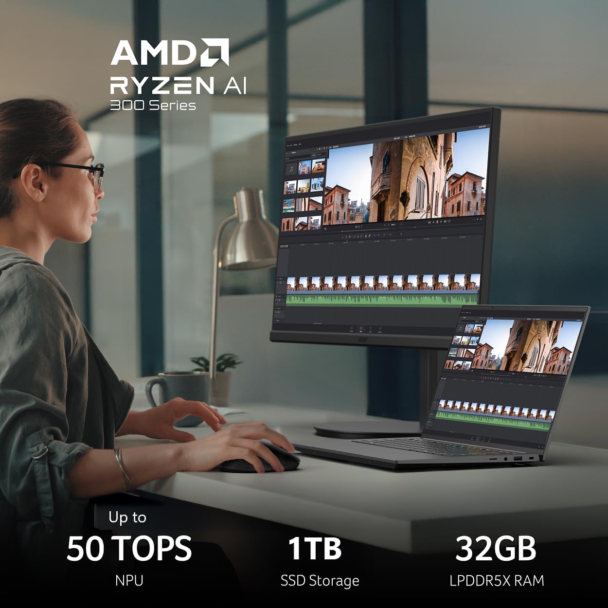 acer Swift X 14 AI Copilot+ PC | 14.5" 3K OLED Gorilla Glass 120Hz Touch Display | AMD Ryzen AI 7 350 Processor | NVIDIA GeForce RTX 5060 | 32GB LPDDR5X | 1TB SSD | Haptic Touchpad | SFX14-61G-R1HV 4 615epAtbfCL. AC SL1250