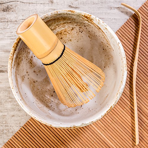 Tealyra - Matcha - Start Up Kit - 3 items - Matcha Green Tea Gift Set - Japanese Made Beige Bowl - Bamboo Whisk and Scoop - Gift Box