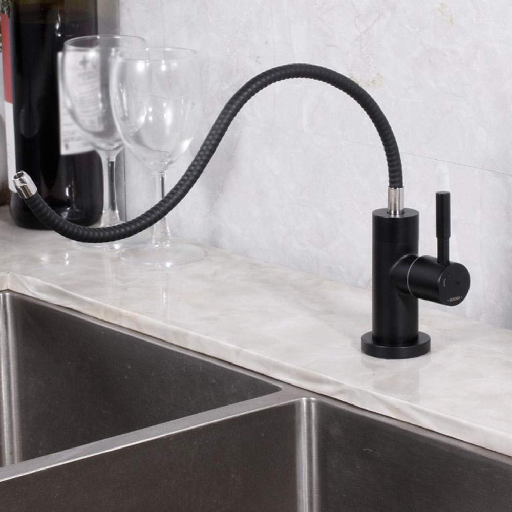 Filtro de Agua Potable por ósmosis de 1/4'' para Cocina, Grifo de Acero Inoxidable Negro para Agua Limpia, Grifo Universal de Cocina con Tubo oscilante para Agua Potable