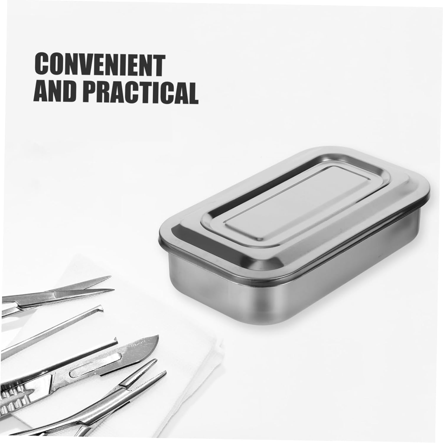 GALPADA 4pcs Stainless Steel Box Lid Medical Tray for Nail Tools and Equipment Seamless Design for Easy Cleaning and Leak