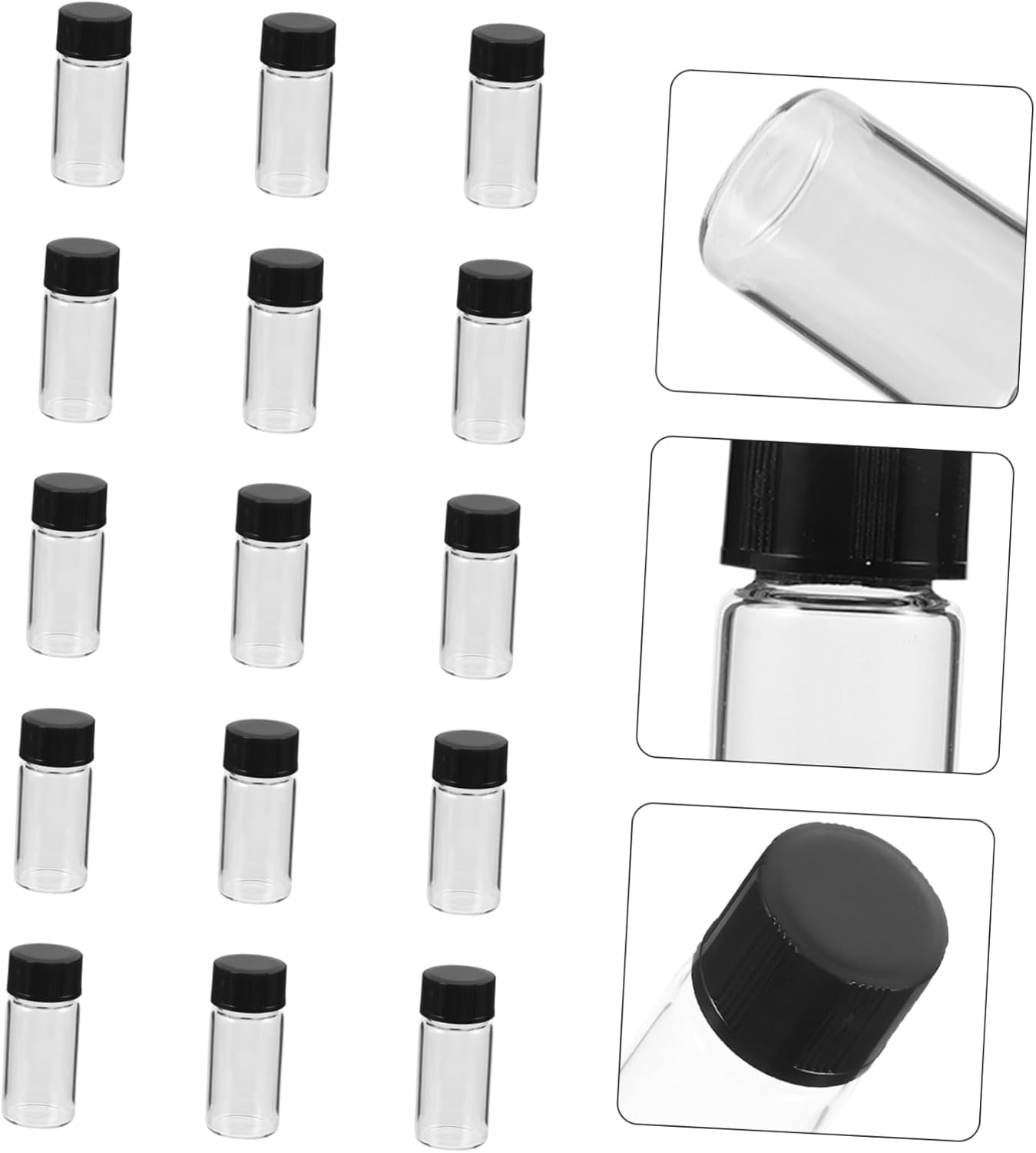 100pcs Glass Vials Caps Flat Bottom Bottles for Reagents and Samples High-pressure Resistant for Lab and Cosmetic Use