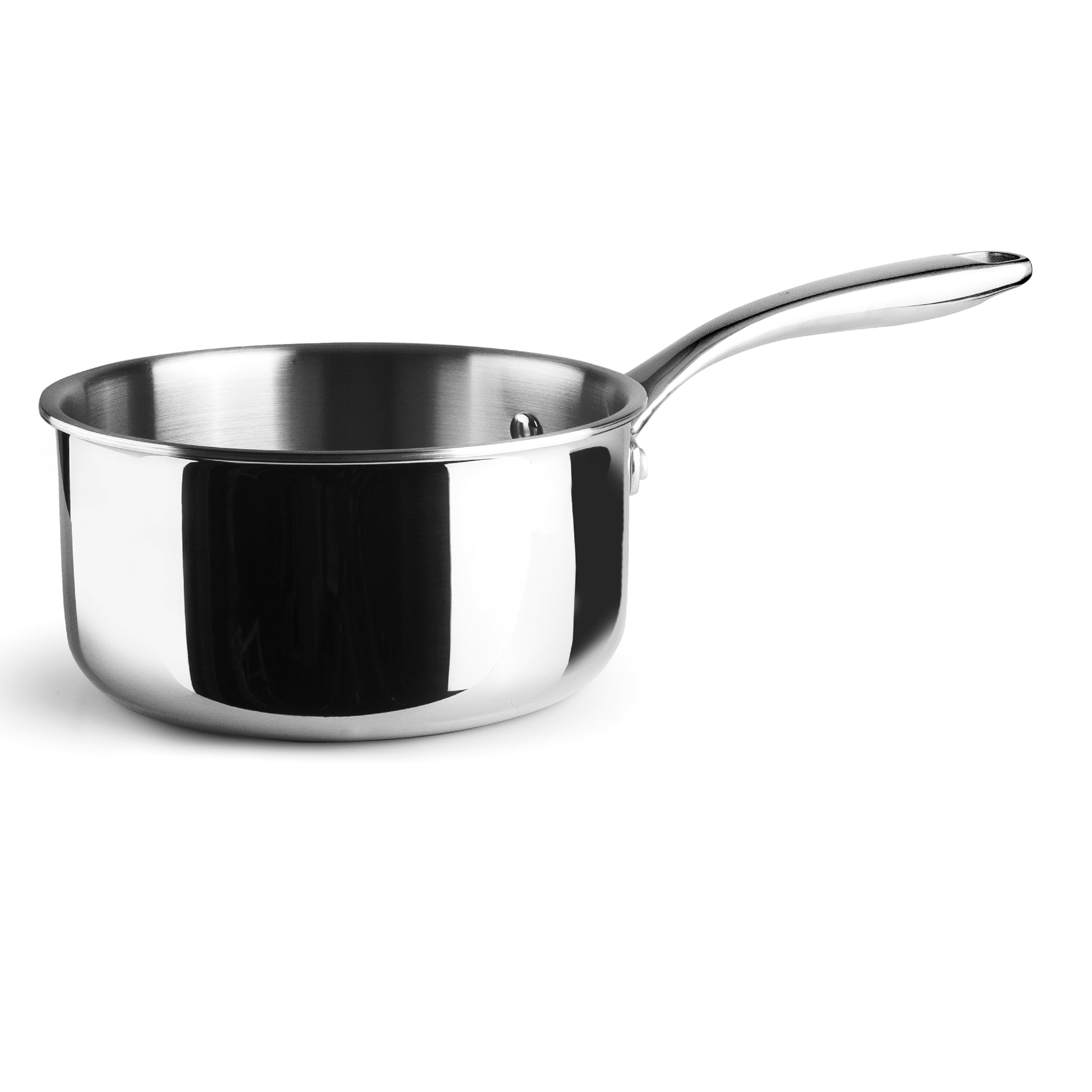Lacor - 60868 - Cazo Trichef, 2,5 L, 18 cm, Tricapa de Acero Inoxidable 18/10 y Aluminio 1060, Mango de Acero Fundido, Apto para Inducción, Horno y Lavavajillas