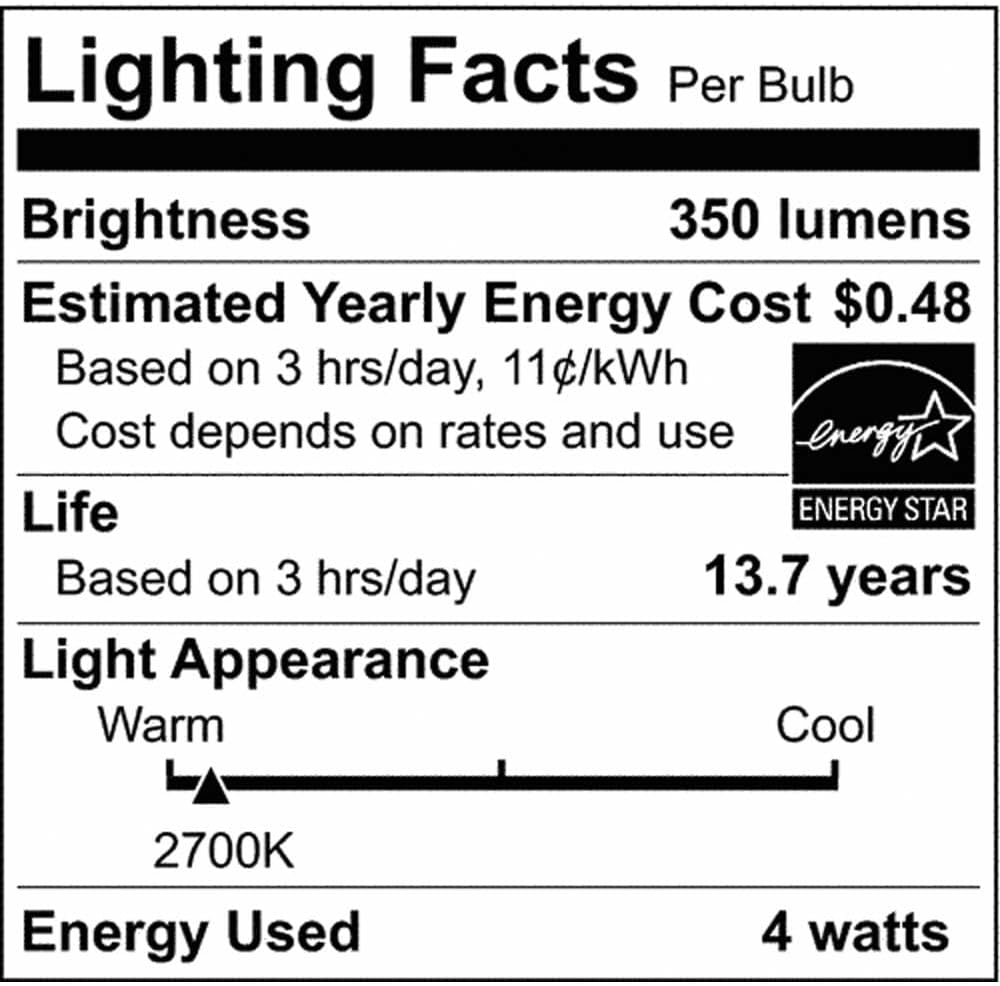 Satco 21810-4G16.5/LED/CL/927/120V/E12/2CD Globe (S21810) Globe Style Antique Filament LED Light Bulb