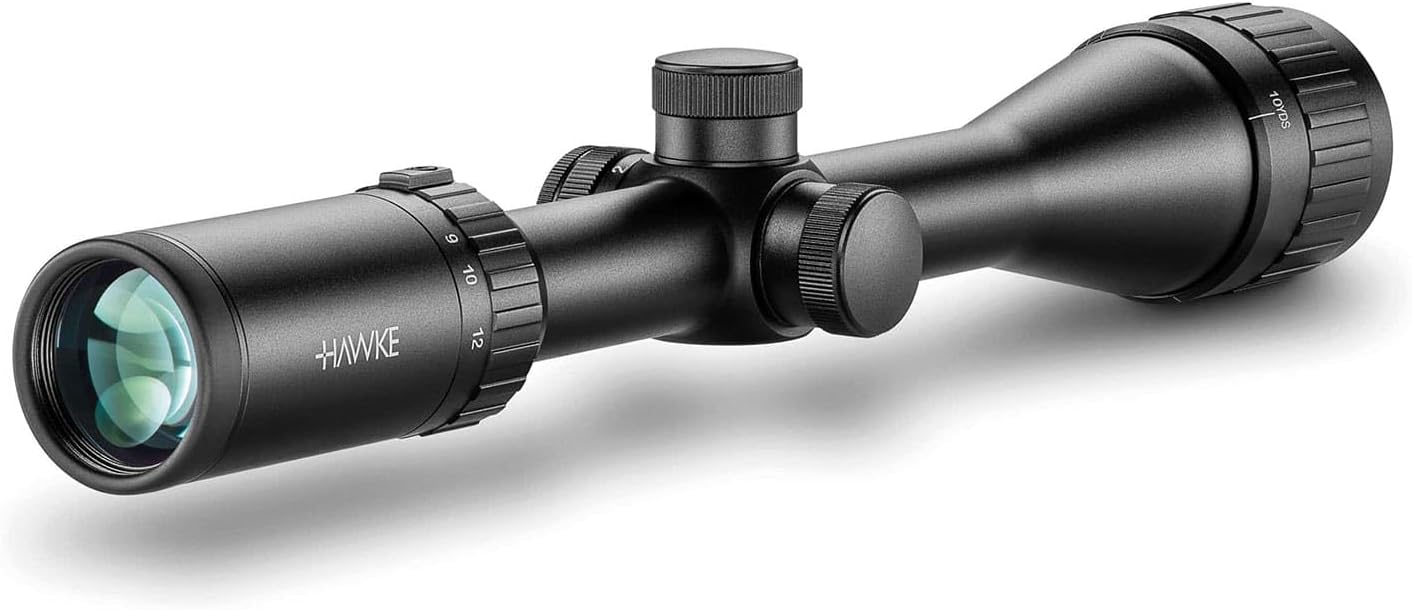 HAWKE Vantage IR 4-12x40 AO IR Riflescope, 1 in., Rimfire .22WMR with Match Mount 1in Medium Weaver Scope Rings (14242+22113)