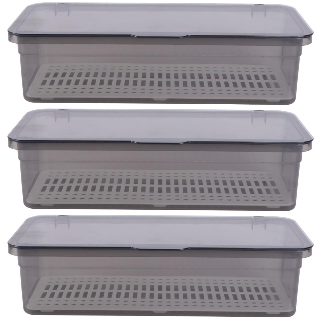 Angoily - Set di 3 scatole per posate con coperchio, organizer per cassetti da cucina, contenitori per utensili da cucina con coperchio, contenitori per posate da bancone