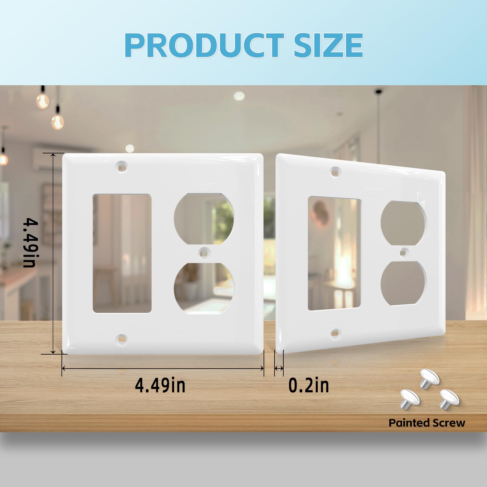 TOPELER Lot de 12 prises duplex à combinaison à 2 interrupteurs - Plaque murale en thermoplastique incassable - Taille standard H 11,6 cm x l 11,6 cm - Blanc brillant