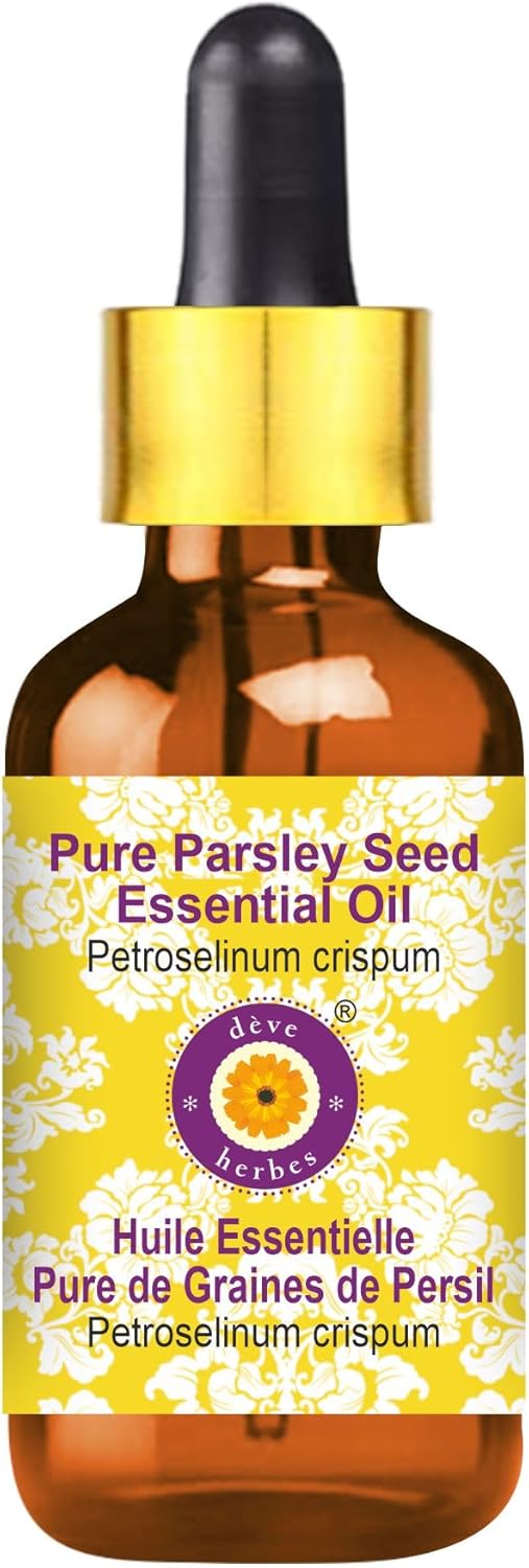 Deve Herbes Pure Parsley Seed Essential Oil (Petroselinum crispum) with Glass Dropper Steam Distilled 50ml (1.69 oz)