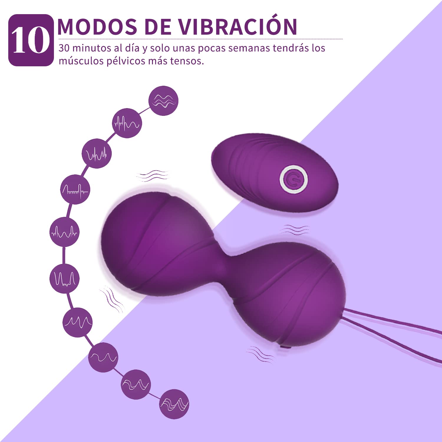 Vibradoreshomre Sexual Mujer con Mando 10 Modes, Bola China Pelota Pélvica de Silicona,Huevo Vibración Sexual Mujer, Bolas China Sexual Impermeable Vibrador mando Distancia Vibradorador Mujer Sex Toys