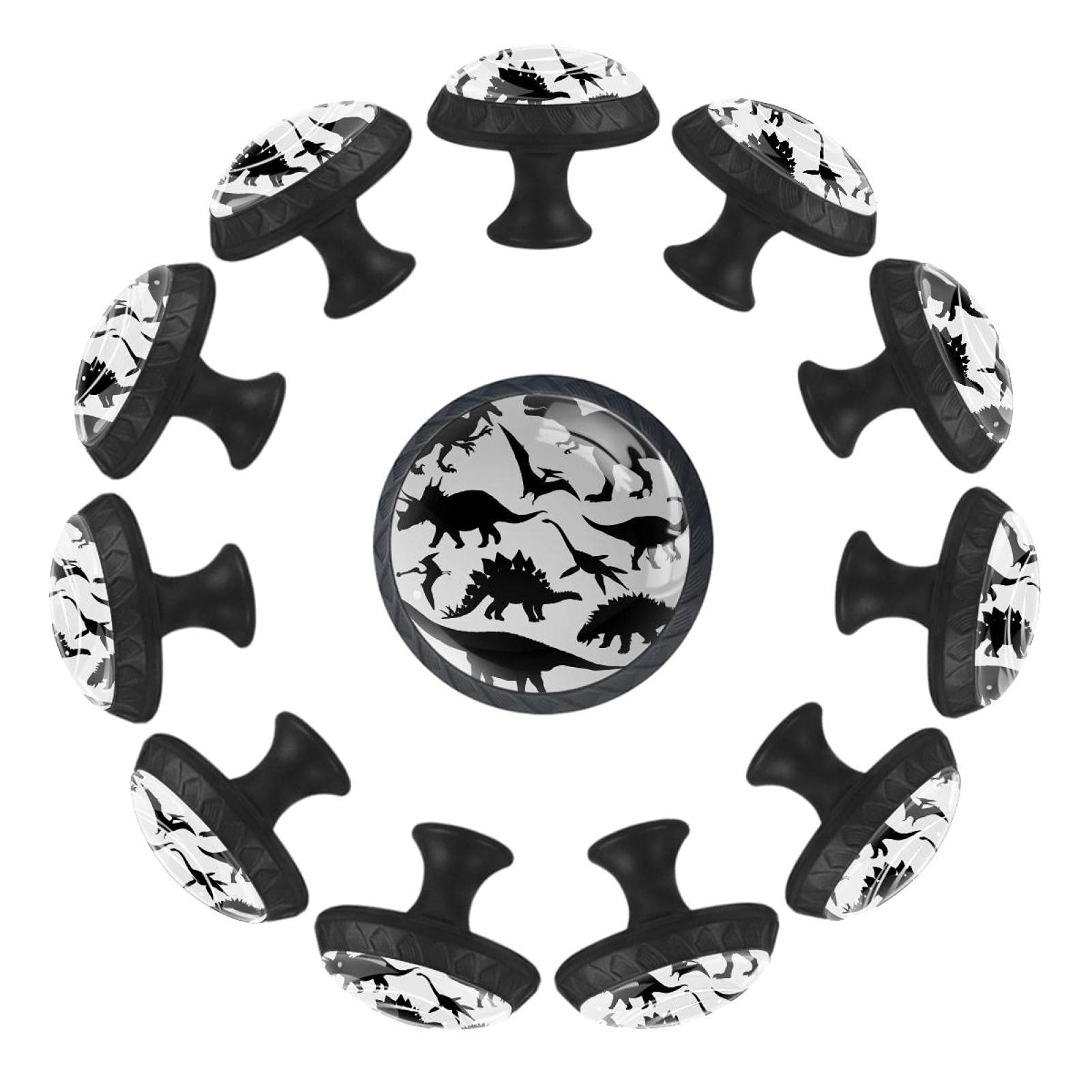 Boutons de tiroir dinosaures noirs 35mm : fixations robustes pour meubles de crèche