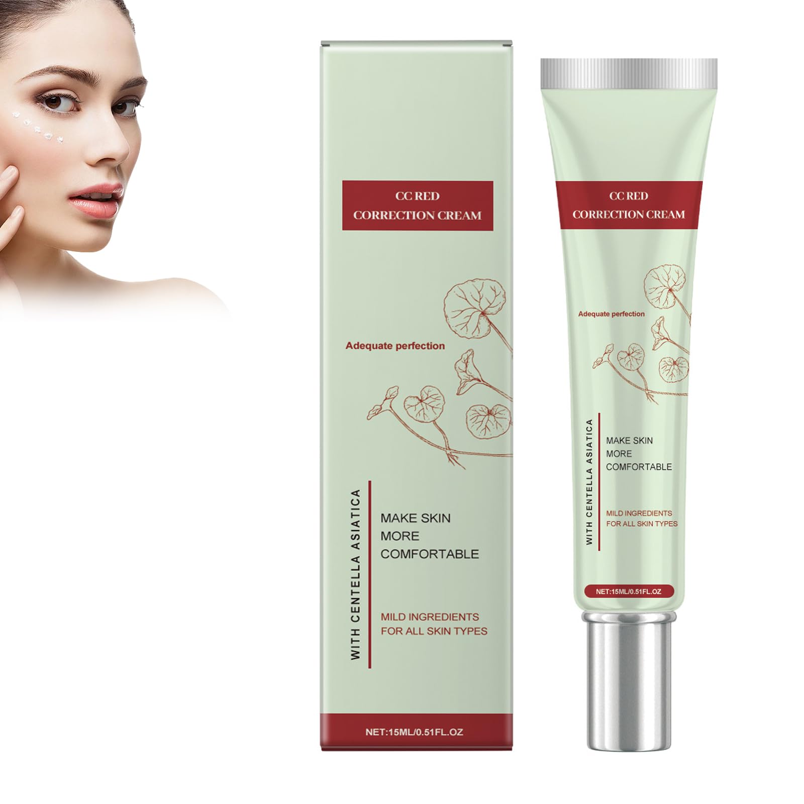 CC Cream Red Correct CC Cream, przyciemniony krem do twarzy z Centella Asiatica, krem korygujący kolor, nawilżający, poprawia cerę i nawilża