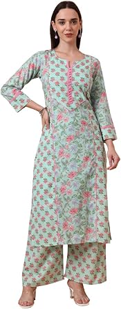 Tissu Womens Cotton Satin Kurta & Palazzo Set, Pink | Designed for everyday comfort and practical use, crafted with quality materials for reliable, long-lasting performance