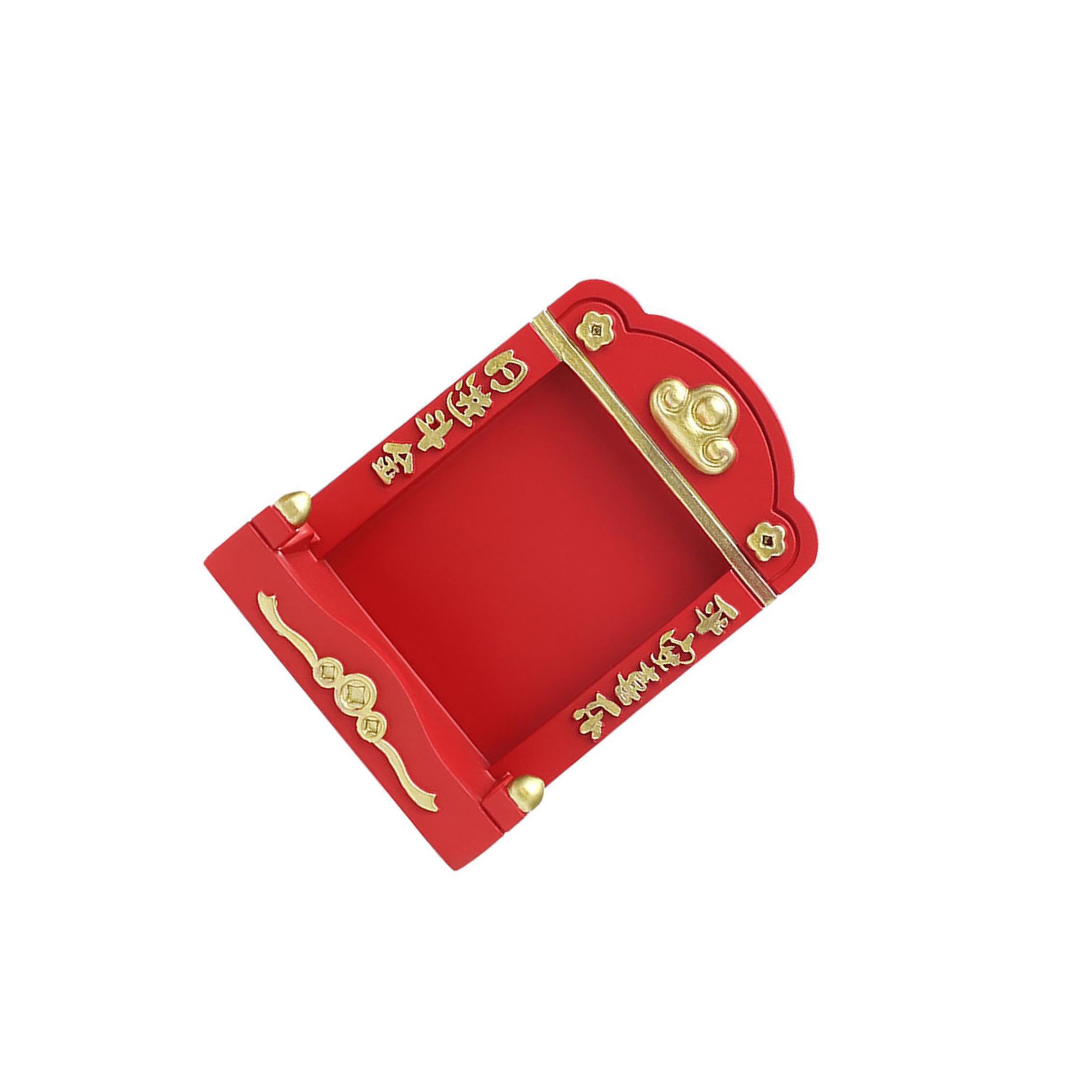 LIXSAZSE Mini Shrine Mini Buddhist Niche Ornament Tabletop Decoration Colorful Resin Unique Feng Shui Small Buddha Altar Gift Living Room Desk Office Home, Red, 7.5x7x10cm
