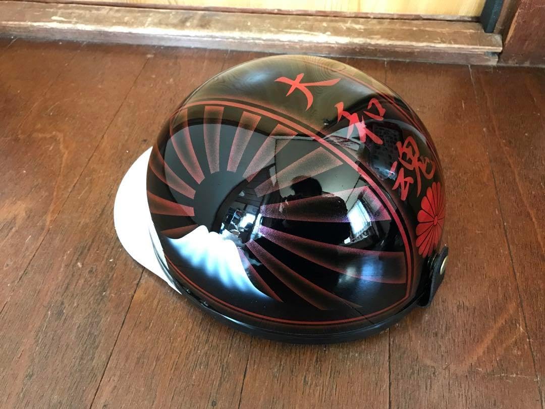 赤黒 富士日章 コルク半 ヘルメット 三段シート ロケットカウル