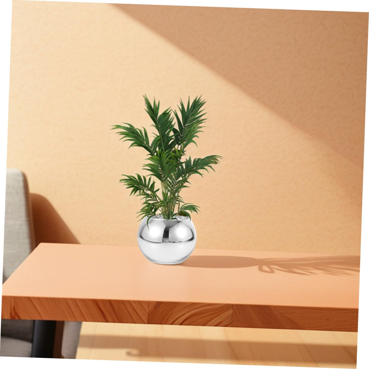 2 Stück Runde Glasvasen aus Robustem Glas in Silber für Hydrokulturelle Pflanzen und Blumen Moderne Dekoration für Haus und Büro Elegante Tischdeko