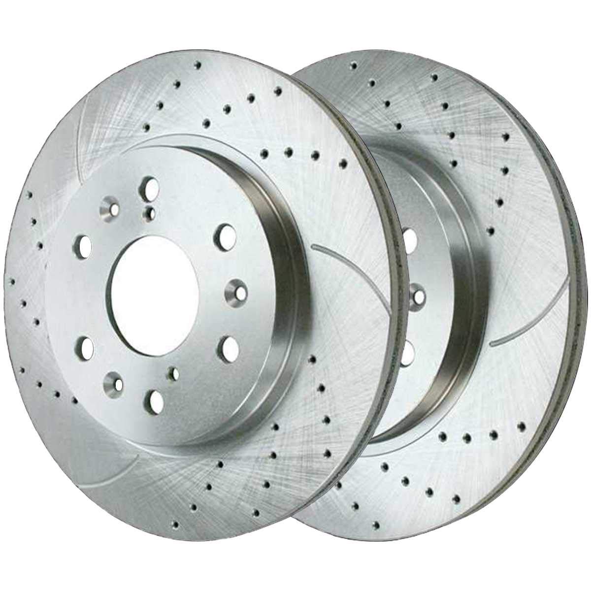 AutoShack BRKPKG003935 Front Drilled and Slotted Brake Kit Rotors and Ceramic Pads Pair of 2 Driver and Passenger Side Replacement for Chevrolet Silverado 1500 Tahoe Suburban 1500 GMC Sierra 1500 4WD