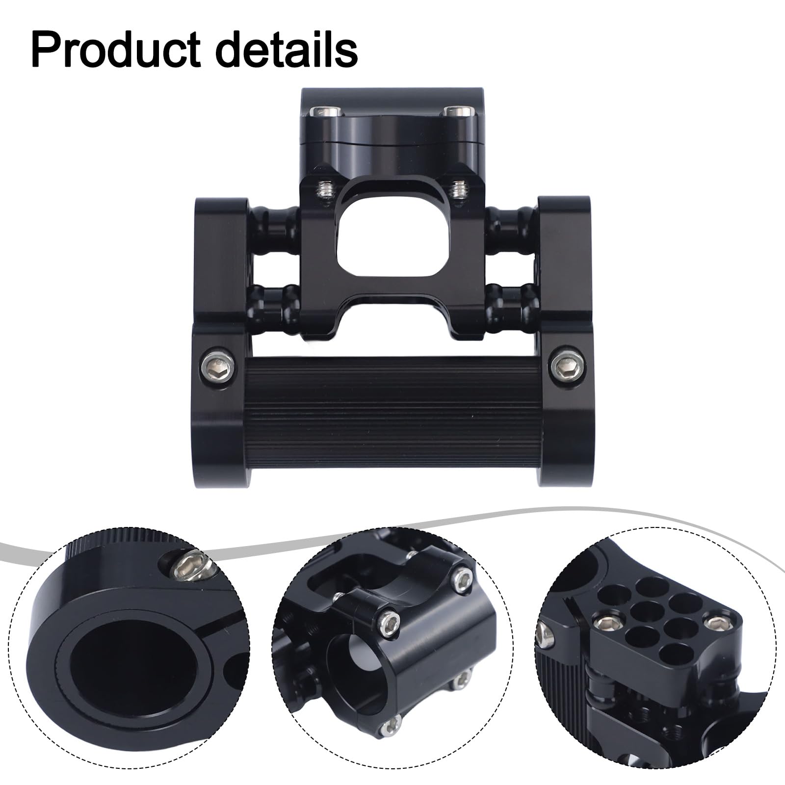 Attacco poroso pieghevole in lega di alluminio, doppio stelo regolabile per manubrio da 25,4 mm, design cavo ultraleggero, per pendolarismo e viaggi, colore nero