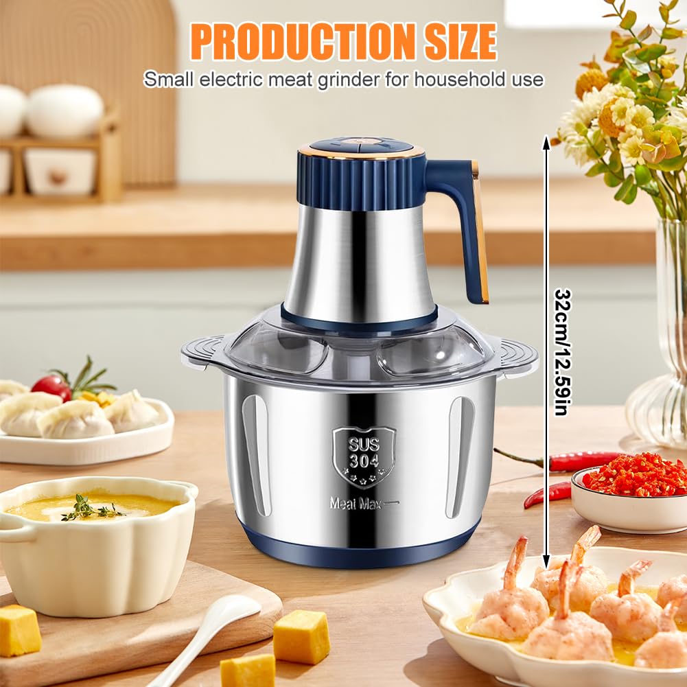 Picadora de cocina Eléctrica, Picadora Multipicadora Eléctrica de 500 W Picadora Universal de 5 L con 5 Configuraciones, con Cuchilla de Acero Giratoria de 6 lados, para Verduras, Frutas y Carnes