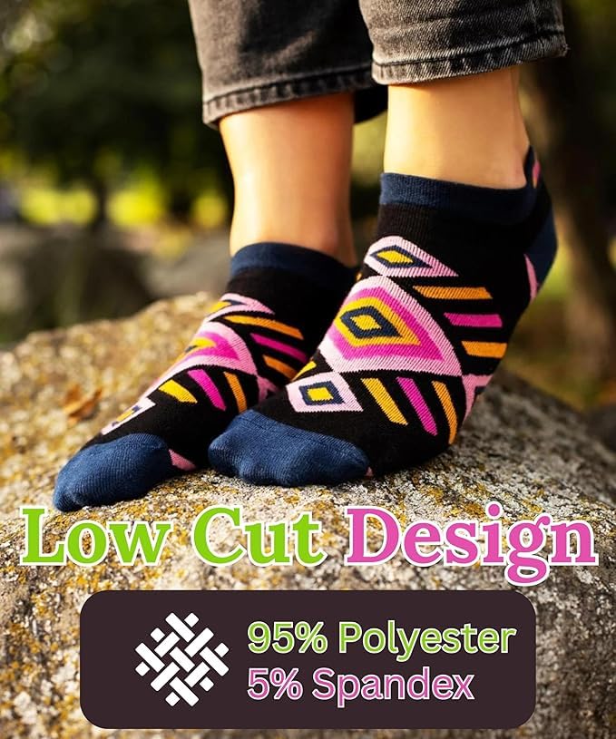 Tipi Toe Women's 10 Pairs Crazy Unique Colorful Fun Patterned Low Cut Socks Size 9-11 & 10-134