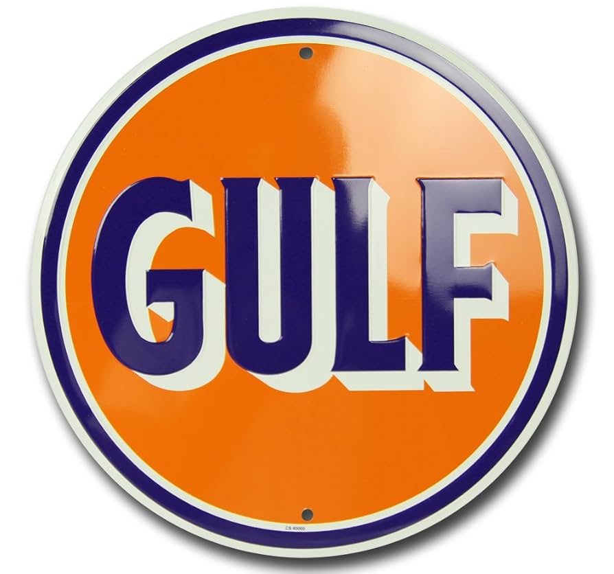 Gulf vintage sign ガレージ、店舗に！USAヴィンテージサイン Vintage Gulf Dealer Sign: Large Double Sided Round Advertisement