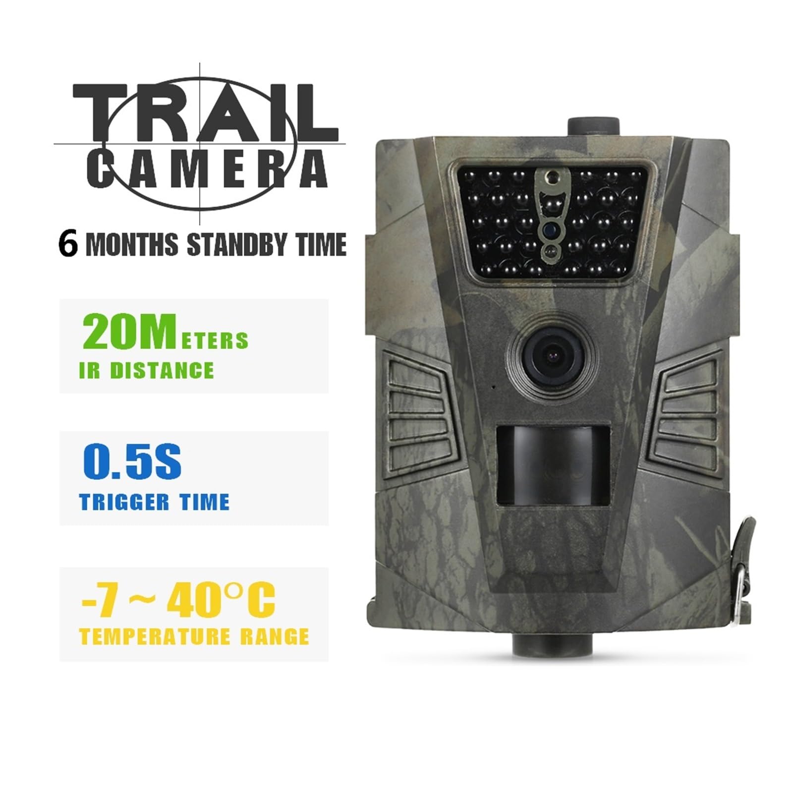 Wildlife Trail Podstawowy Aparat HT001 12MP 1080P Noktowizor Pułapki Fotograficzne Dzikie Monitorujące Kamery Myśliwskie Wysoka Rozdzielczość(1PCS HT001)