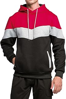 Traje de hombre de pana - Traje de invierno para hombre con costuras en bloque de color y capucha para correr al aire libre, traje deportivo
