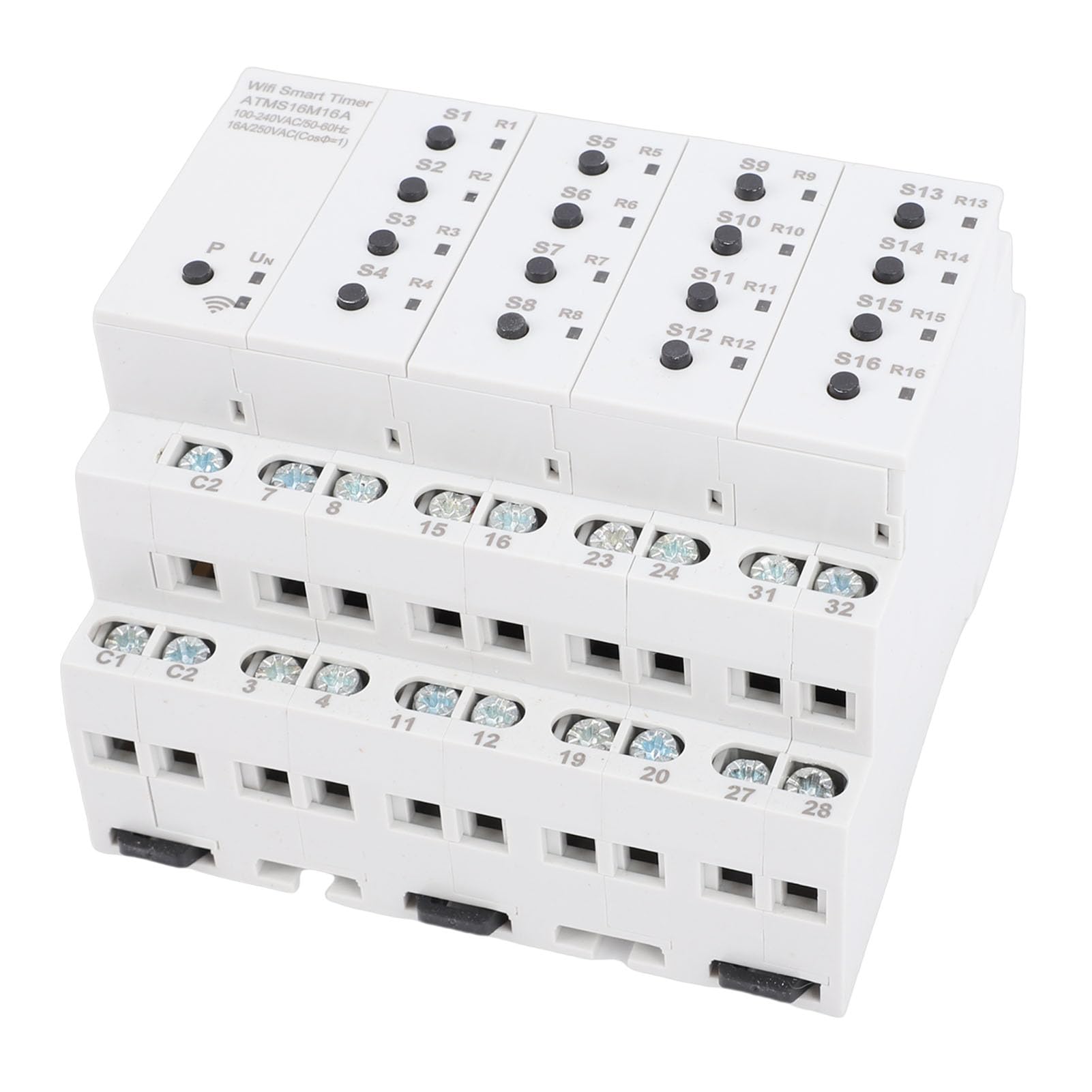 Generic Interruptor de Temporizador Inteligente WiFi 16A 16 Canales Control de Voz Interruptor Inteligente para Monitoreo de Seguridad en el Hogar